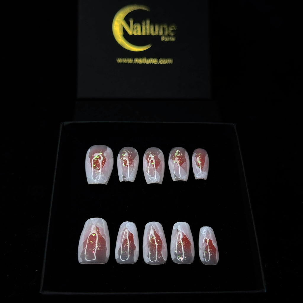 Faux-ongles Cercueil press on Roséveil Blanc Brillant