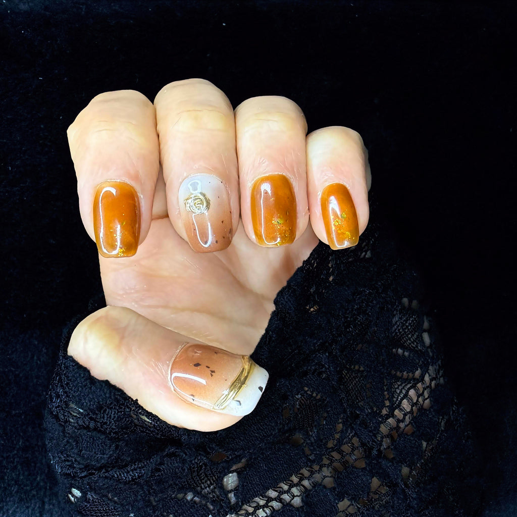Faux-ongles Carré press on Amber Rustic Clair Brillant
