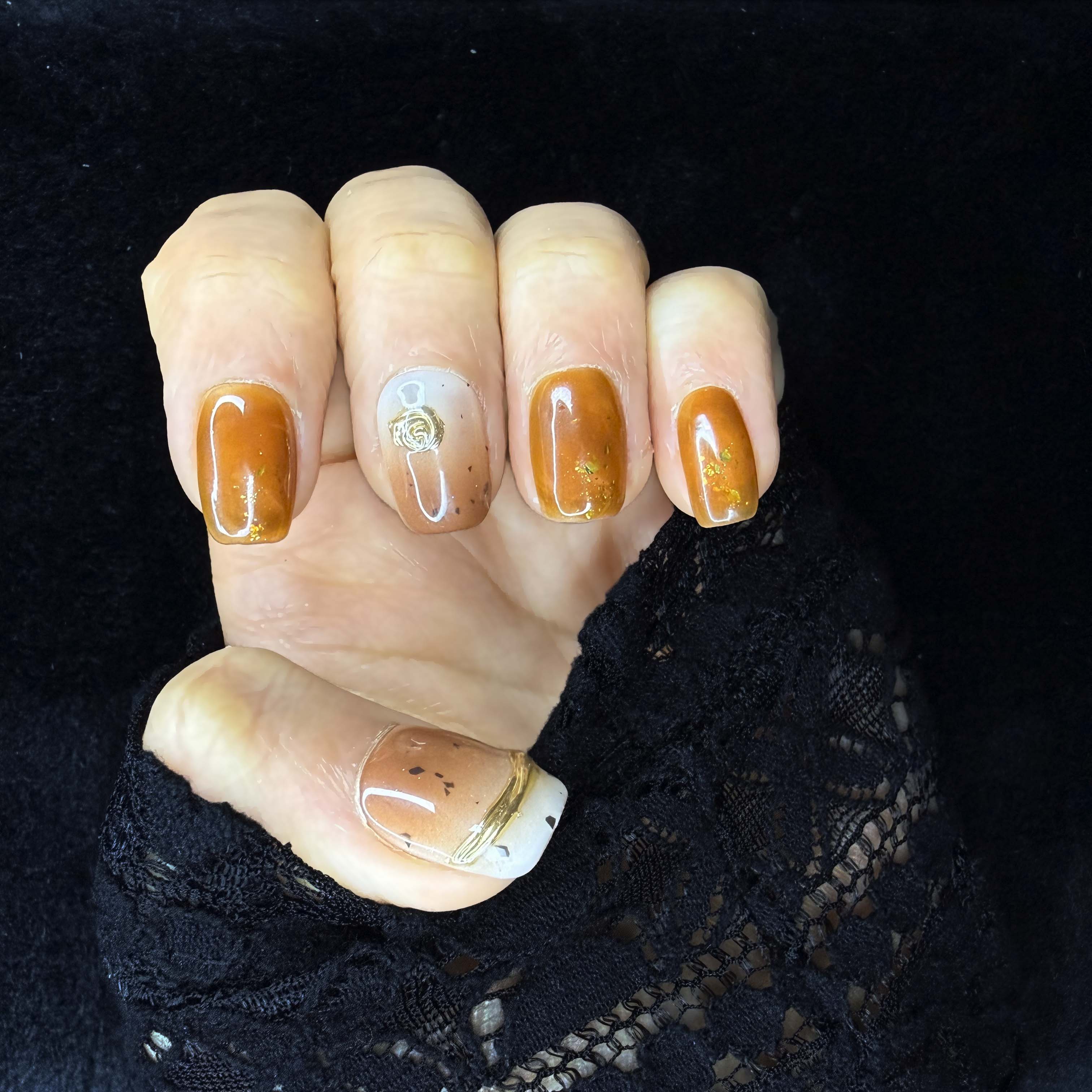 Faux-ongles Carré press on Amber Rustic Clair Brillant