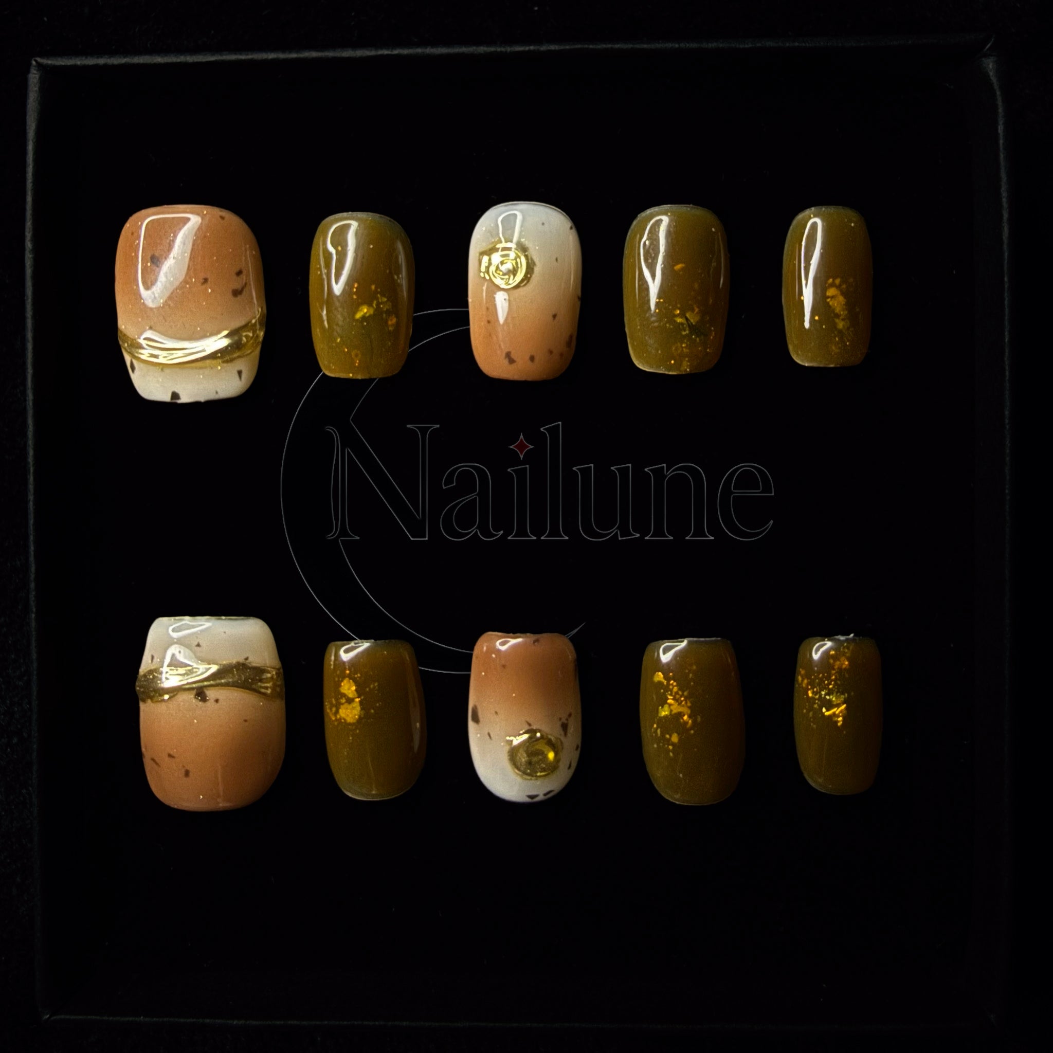 Faux-ongles Carré press on Amber Rustic Clair Brillant