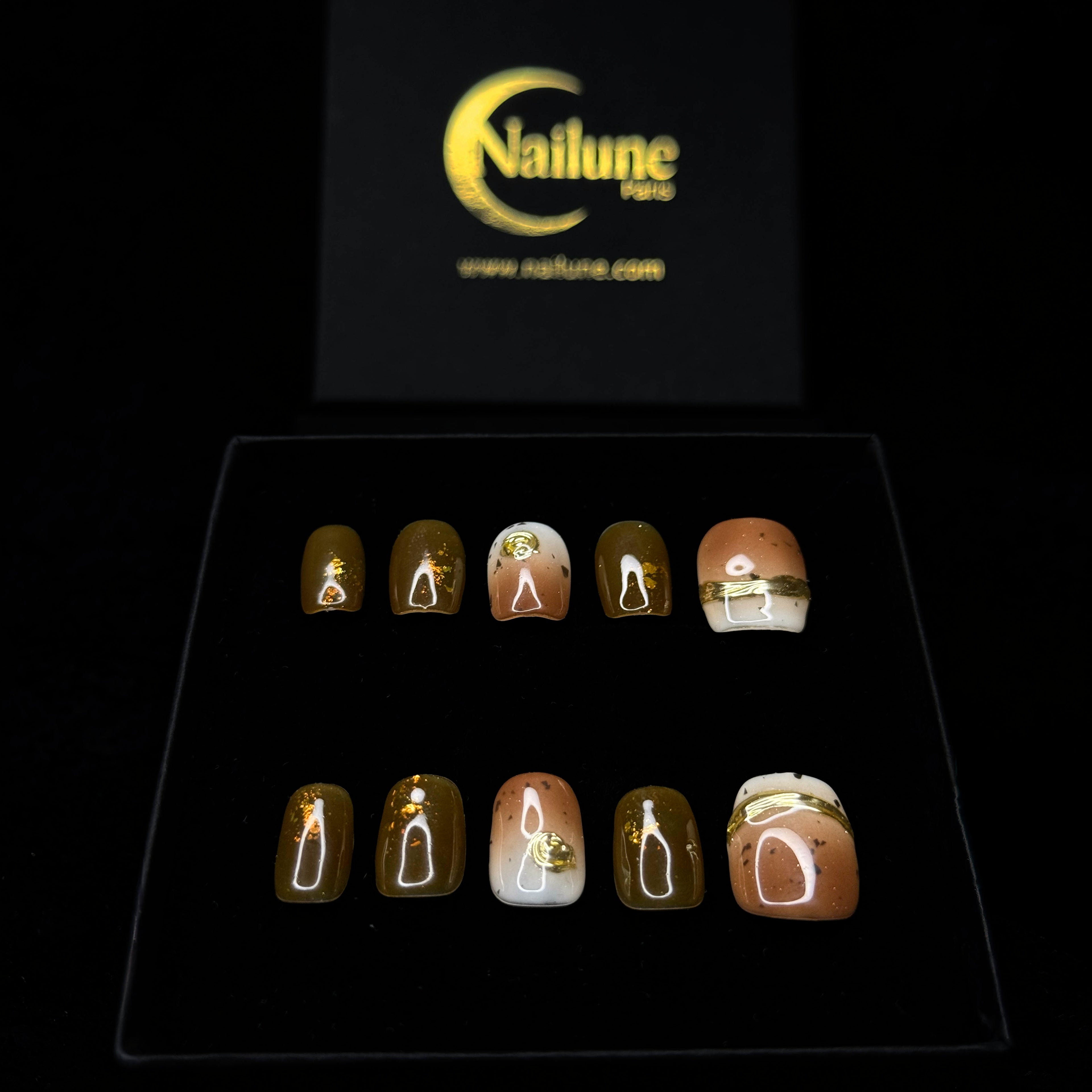 Faux-ongles Carré press on Amber Rustic Clair Brillant