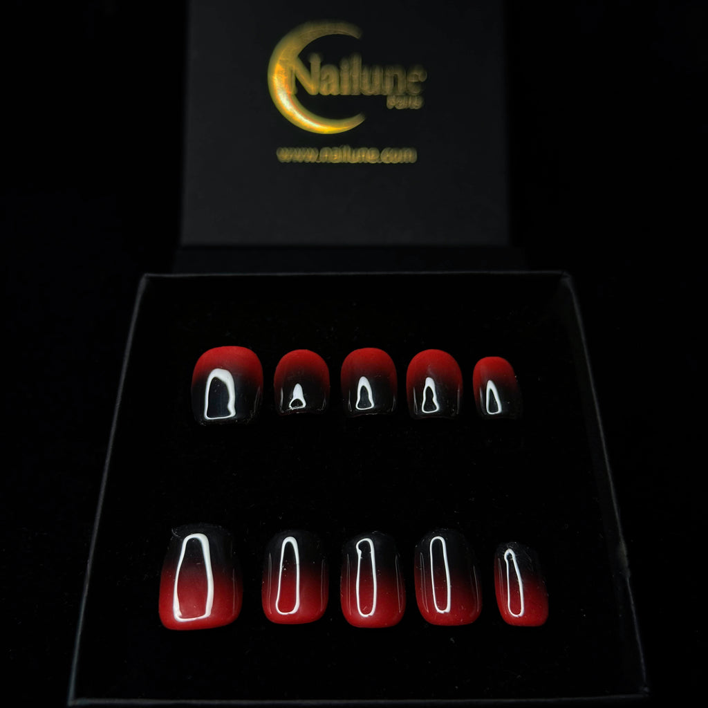 Faux-ongles Carré press on Black Cherry Rouge Brillant