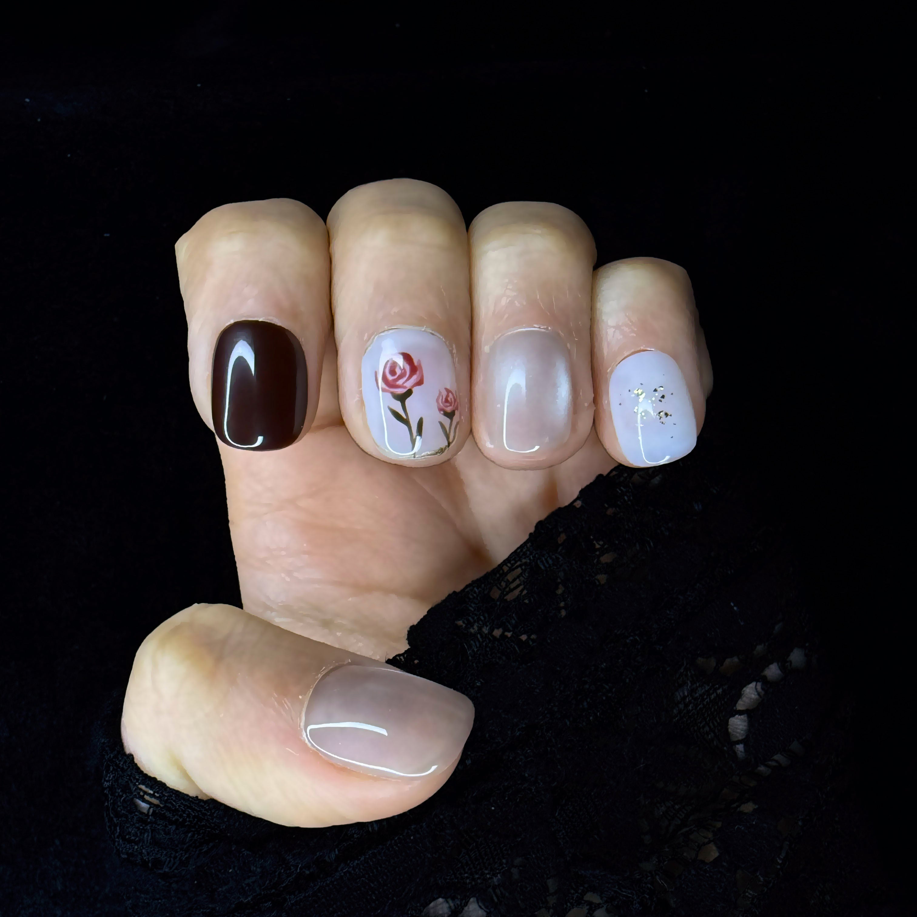 Faux-ongles Carré press on Cherry Blossom Beige Satiné