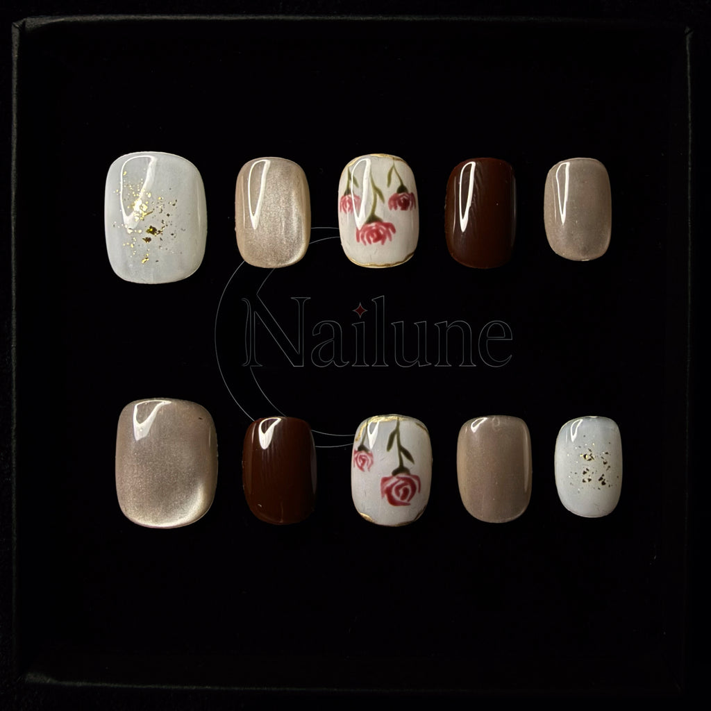 Faux-ongles Carré press on Cherry Blossom Beige Satiné