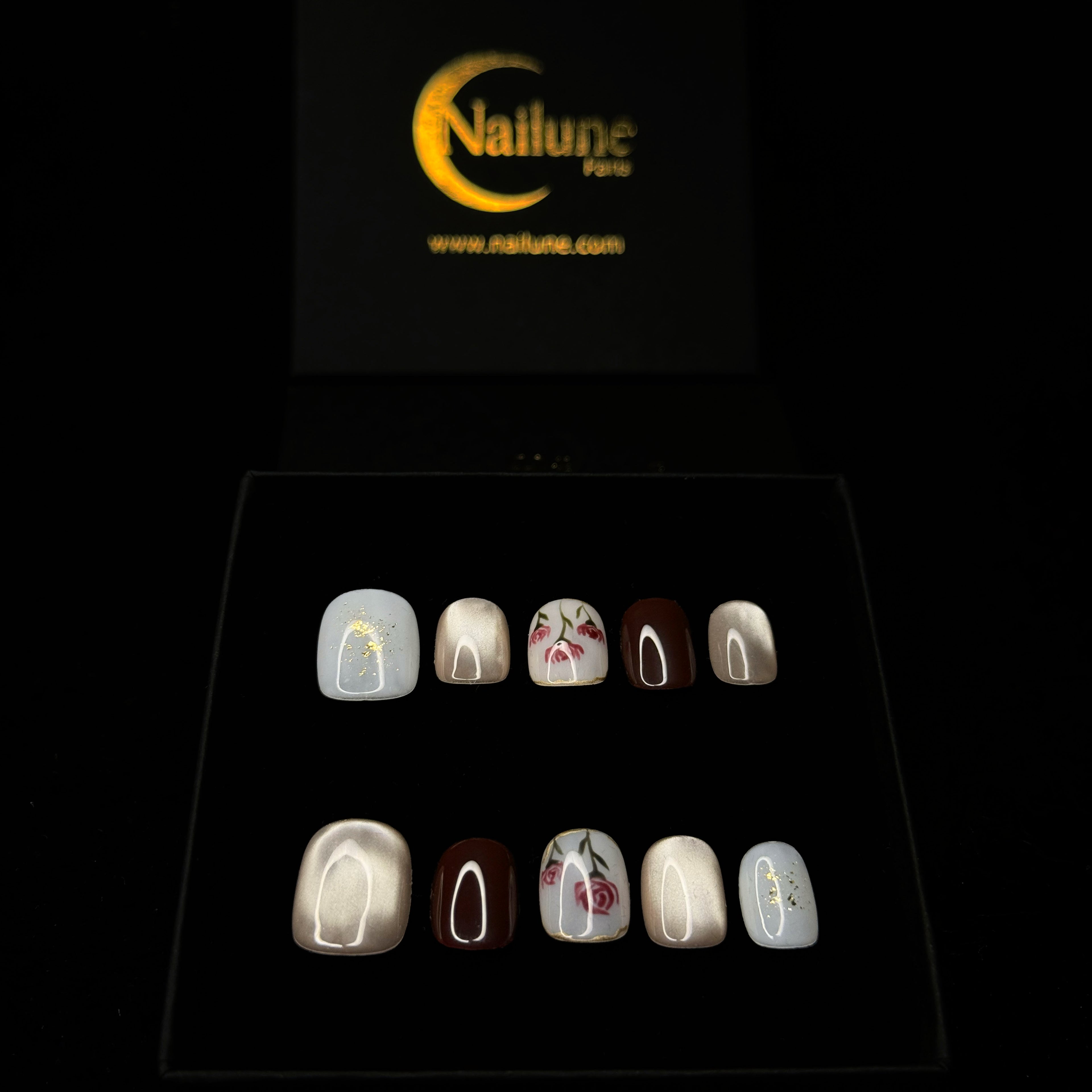 Faux-ongles Carré press on Cherry Blossom Beige Satiné