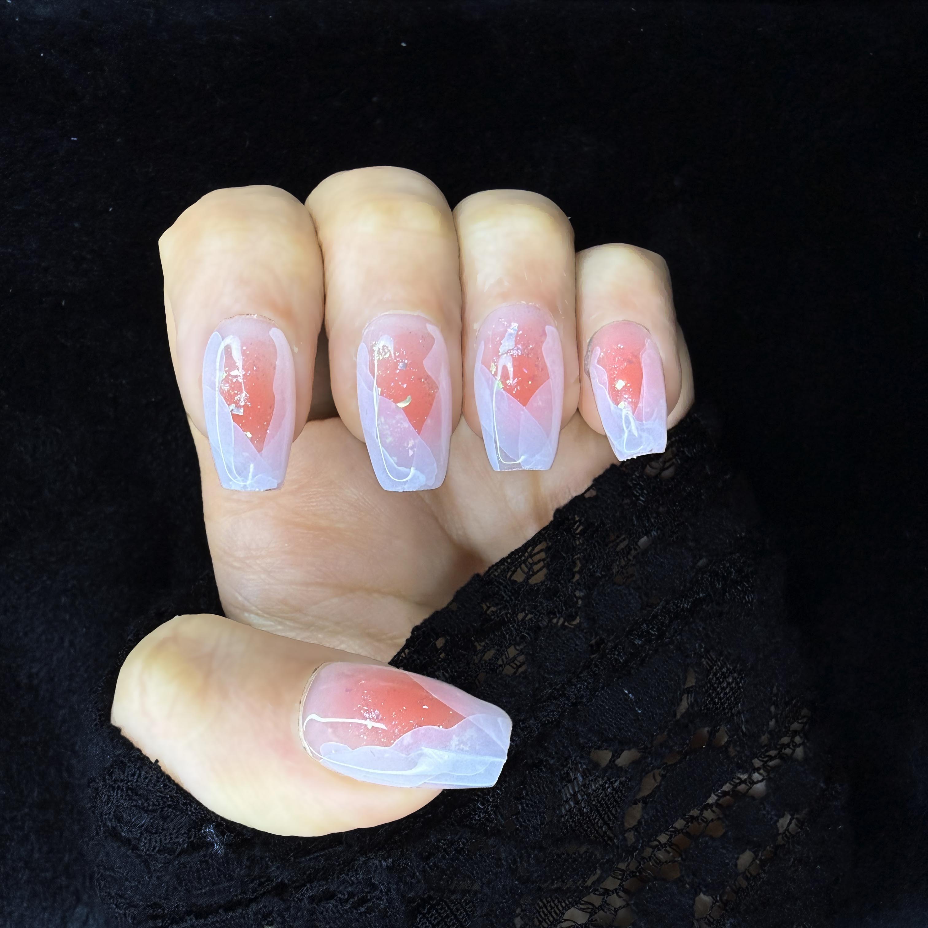 Faux-ongles Cercueil press on Roséveil Blanc Brillant