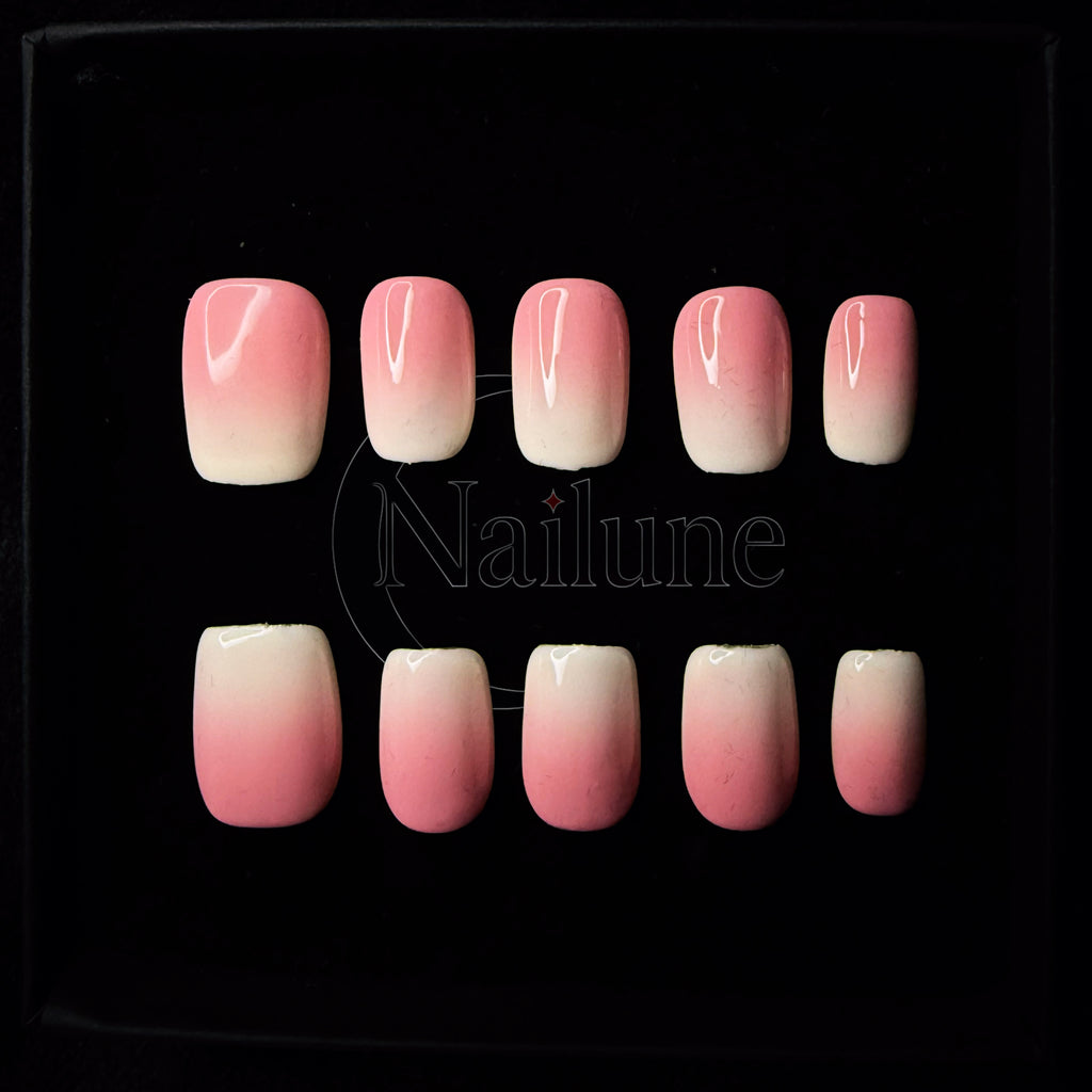 Faux-ongles Carré press on Rosy Cloud Rose Brillant