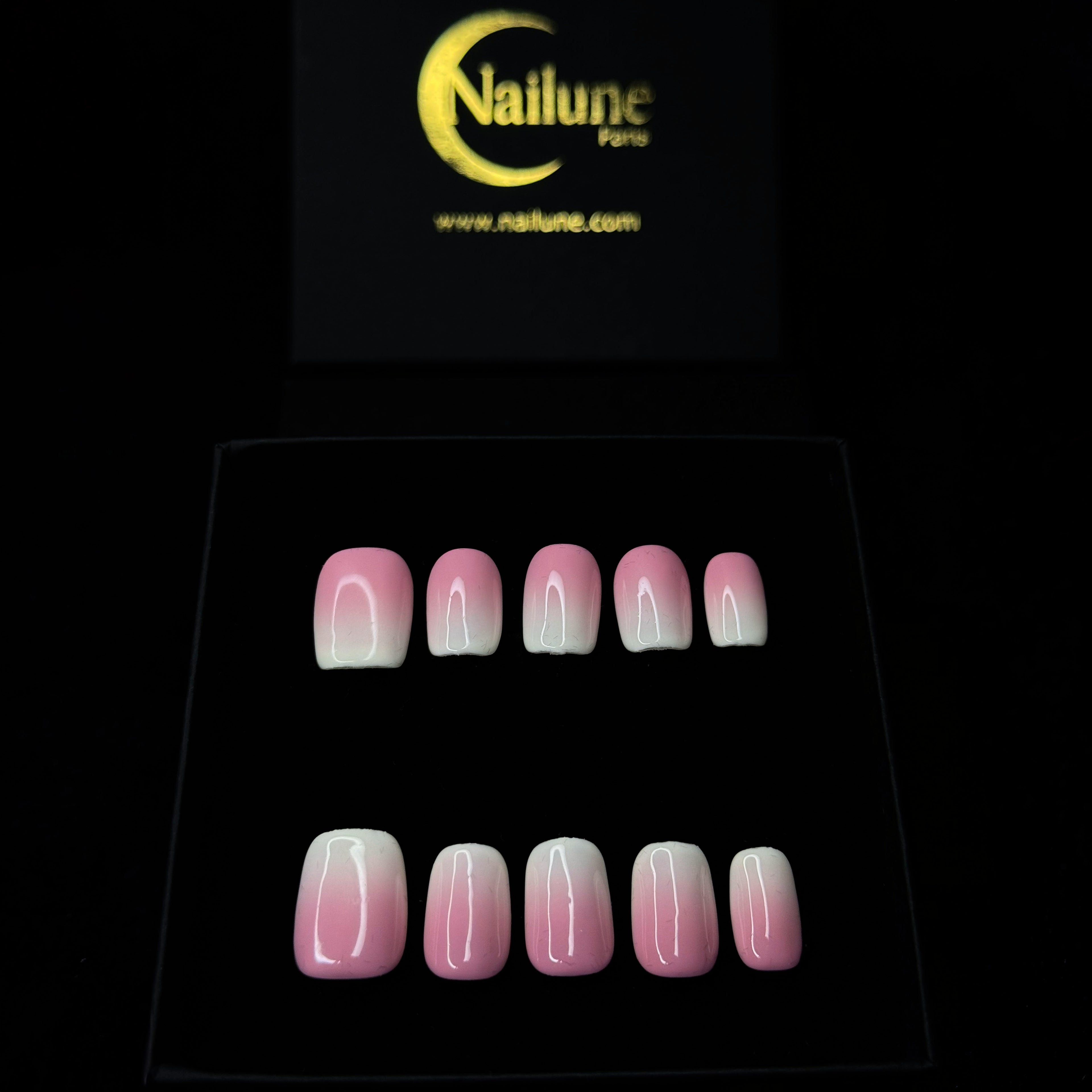 Faux-ongles Carré press on Rosy Cloud Rose Brillant